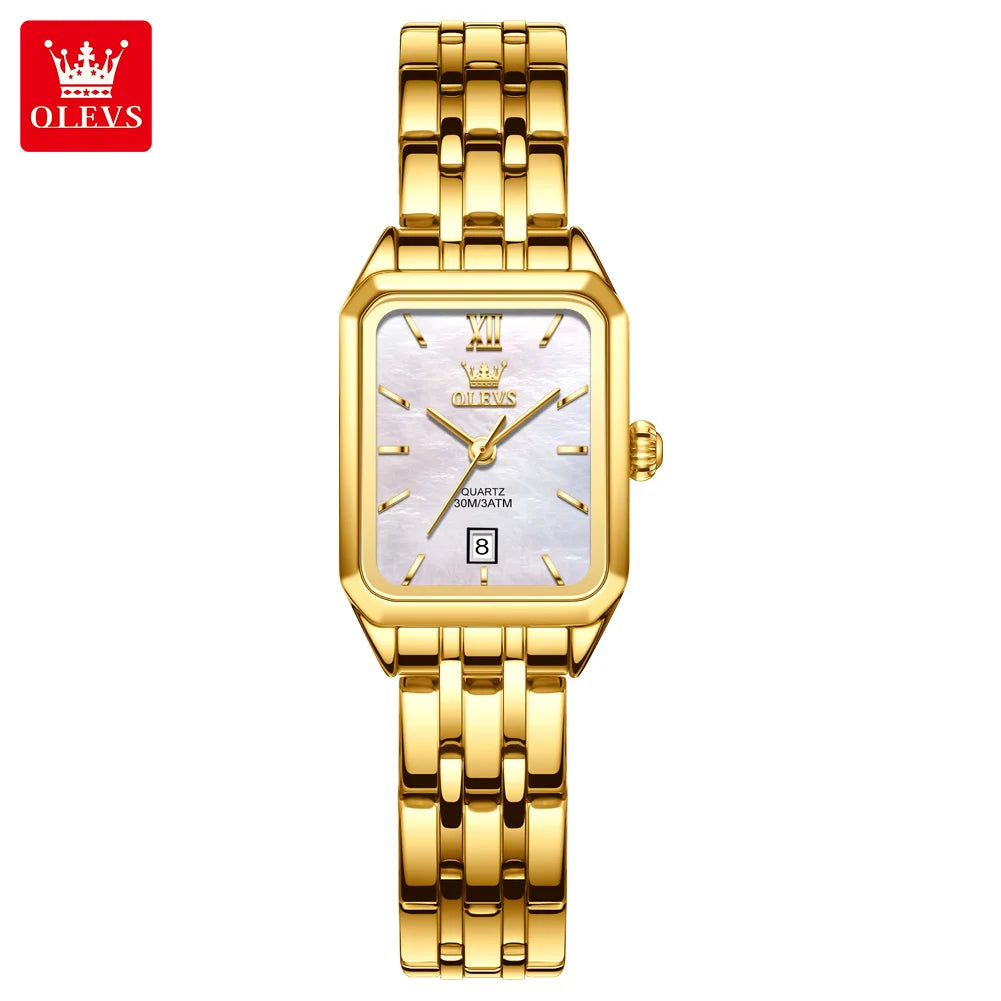 OLEVS Golden Square – Elegant Auto-Date Women’s Watch