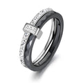 Ceramic Bridal Ring – Crystal Pave Wedding Band for Women