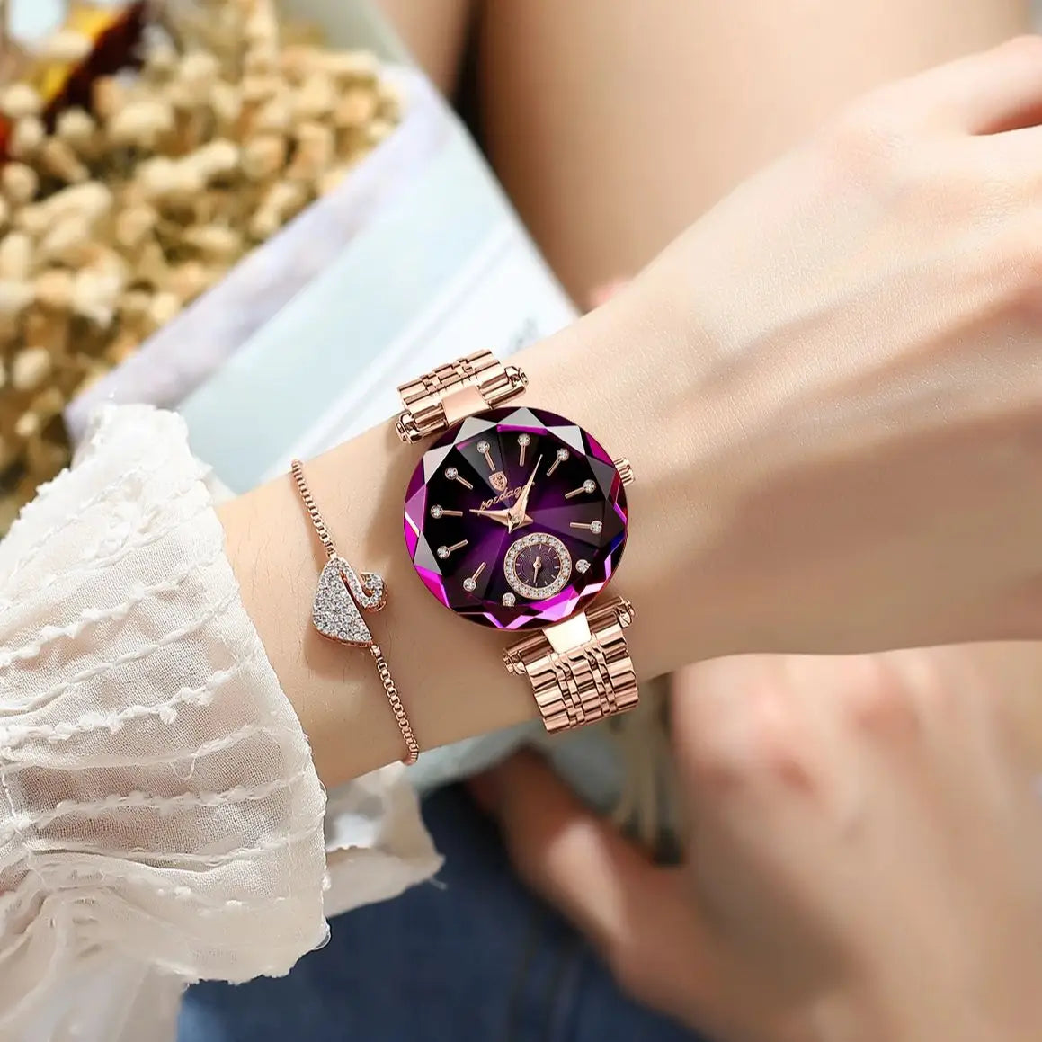 POEDAGAR Diamond – Luxury Round Dial Women’s Watch