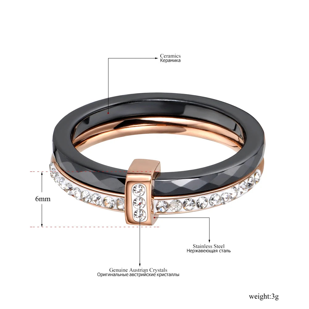 Ceramic Bridal Ring – Crystal Pave Wedding Band for Women