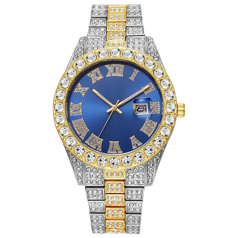 Hip-Hop King – Full Diamond Gold Men’s Statement Watch