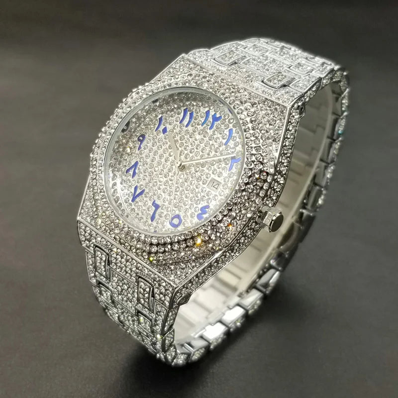 Gold Bling – Full Diamond Arabic Numeral Men’s Watch