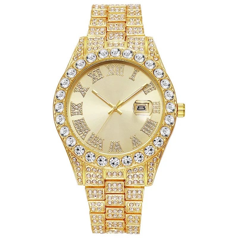 Hip-Hop King – Full Diamond Gold Men’s Statement Watch